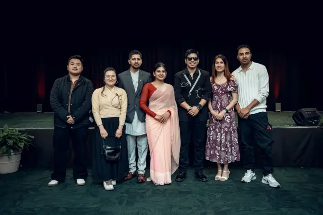 A group of guests with Prakash Saput after the show